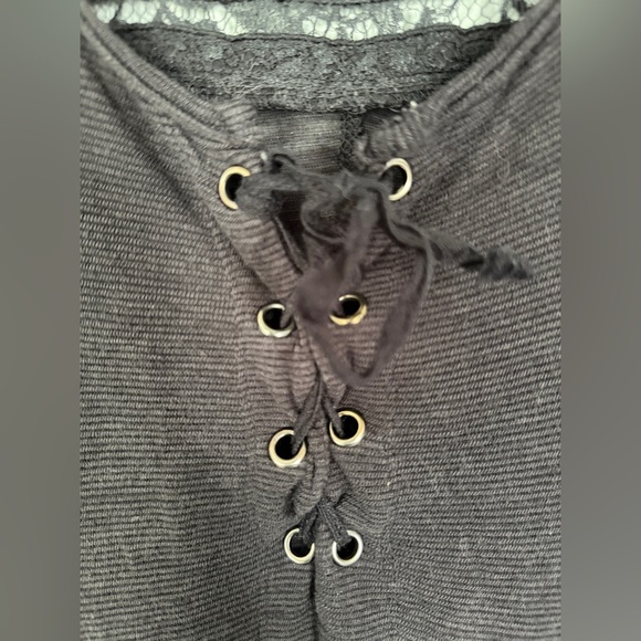 Free People Lace Tunic Black Long Sleeve Top - Picture 5 of 6